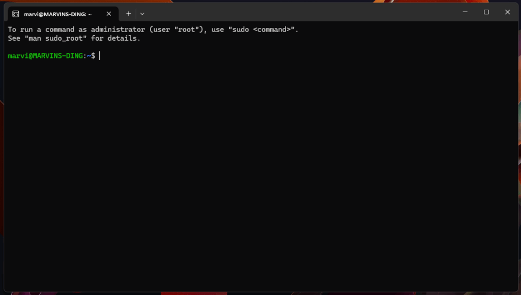 Windows PowerShell Fenster für Windows Subsystem for Linux (WSL)